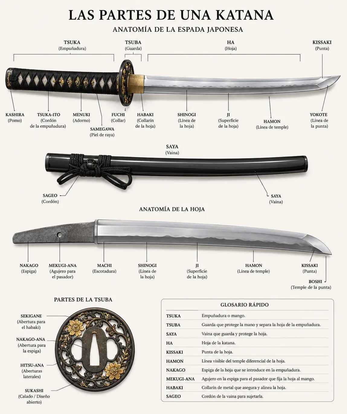 Anatomia de una espada japonesa